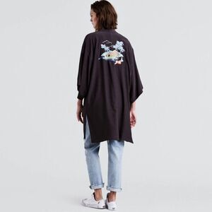 Levi's Kimono Women's Black Embroidered Jacket Top Size M/L
